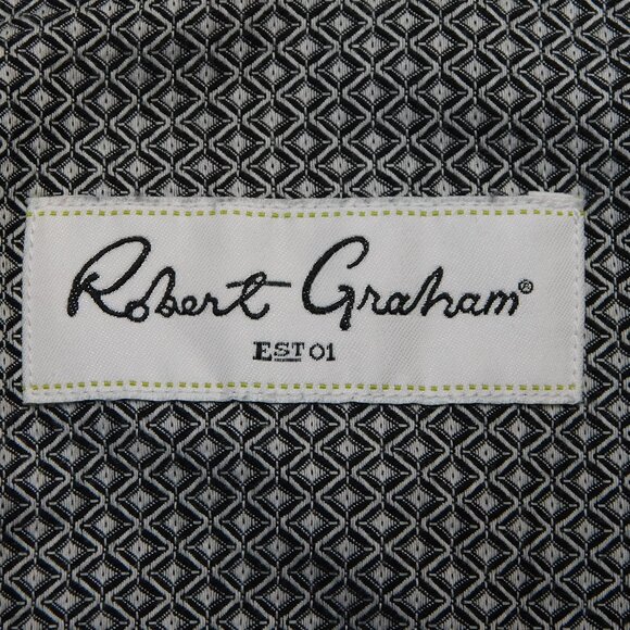 Robert Graham Black & White Diamond Patterned Dress Shirt | Fitted | EUC | 17 43 - Picture 9 of 14